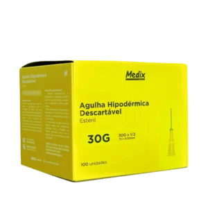 Agulha Hipodérmica Descartável - Estéril - 30g x 1/2 - 13 x 0,030mm - Medix