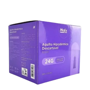 Agulha Hipodérmica Descartável - Estéril - 24g x 3/4 - 20 x 0,055mm - Medix