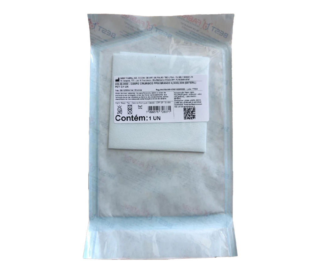 Campo Cirúrgico PP50 Branco - 30 x 30cm (Estéril) - Best Fabril