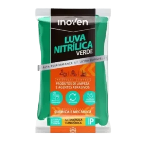 Luva de Nitrílica Verde - Tamanho P / G - Inoven